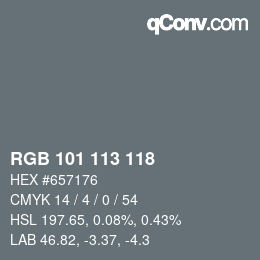 颜色代码: RGB 101 113 118 | qconv.com