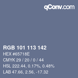 カラーコード: RGB 101 113 142 | qconv.com