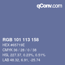 Color code: RGB 101 113 158 | qconv.com