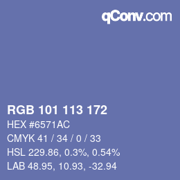 Color code: RGB 101 113 172 | qconv.com