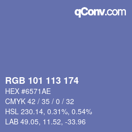 Color code: RGB 101 113 174 | qconv.com