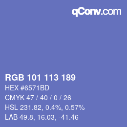 Color code: RGB 101 113 189 | qconv.com