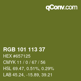 Color code: RGB 101 113 37 | qconv.com