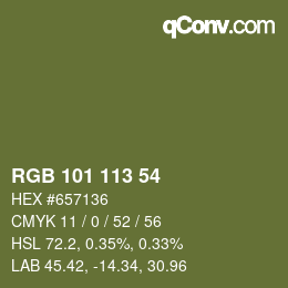 Color code: RGB 101 113 54 | qconv.com