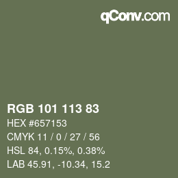 Color code: RGB 101 113 83 | qconv.com