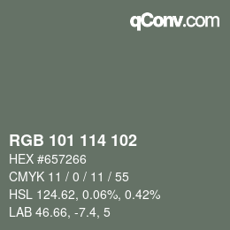 Color code: RGB 101 114 102 | qconv.com