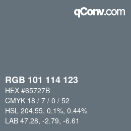 Color code: RGB 101 114 123 | qconv.com
