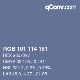 Color code: RGB 101 114 151 | qconv.com