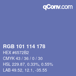 Color code: RGB 101 114 178 | qconv.com