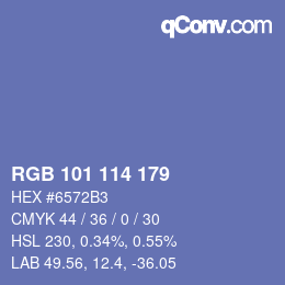 颜色代码: RGB 101 114 179 | qconv.com