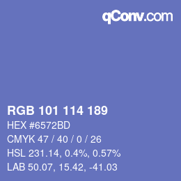 Color code: RGB 101 114 189 | qconv.com