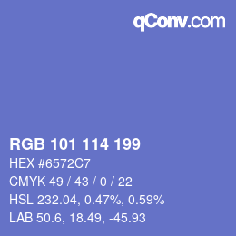 Color code: RGB 101 114 199 | qconv.com