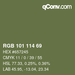 Código de color: RGB 101 114 69 | qconv.com