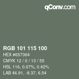 Color code: RGB 101 115 100 | qconv.com