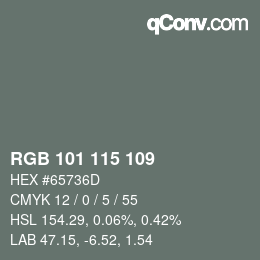 Código de color: RGB 101 115 109 | qconv.com