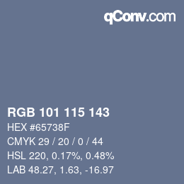Farbcode: RGB 101 115 143 | qconv.com