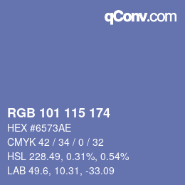 Color code: RGB 101 115 174 | qconv.com