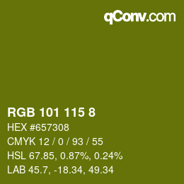 Color code: RGB 101 115 8 | qconv.com