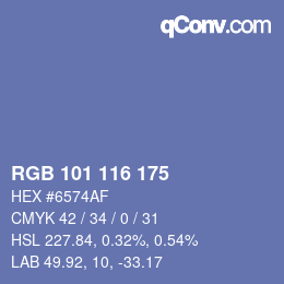 Color code: RGB 101 116 175 | qconv.com