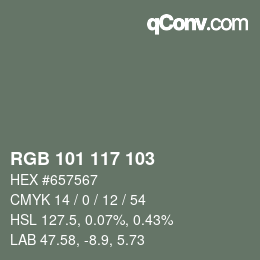 Color code: RGB 101 117 103 | qconv.com
