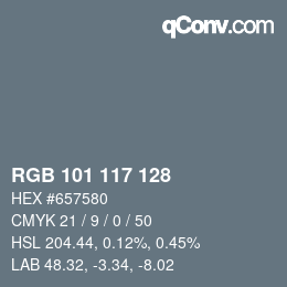 Código de color: RGB 101 117 128 | qconv.com