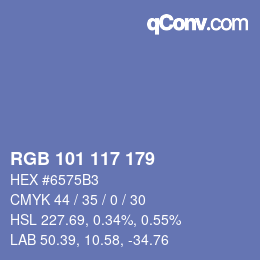 Color code: RGB 101 117 179 | qconv.com