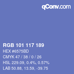 Color code: RGB 101 117 189 | qconv.com