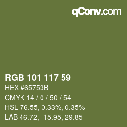 颜色代码: RGB 101 117 59 | qconv.com