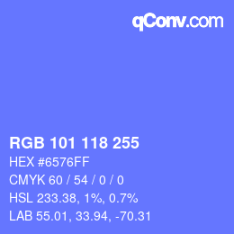 カラーコード: RGB 101 118 255 | qconv.com