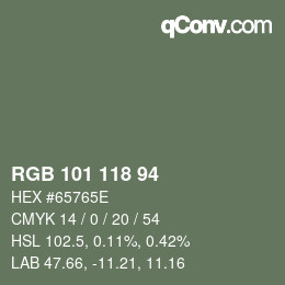 Color code: RGB 101 118 94 | qconv.com