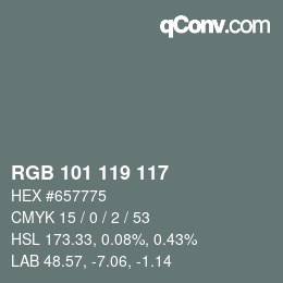 Código de color: RGB 101 119 117 | qconv.com