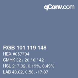 Farbcode: RGB 101 119 148 | qconv.com