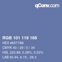 Color code: RGB 101 119 168 | qconv.com