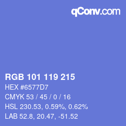 Color code: RGB 101 119 215 | qconv.com