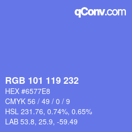 Color code: RGB 101 119 232 | qconv.com