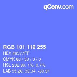 Color code: RGB 101 119 255 | qconv.com