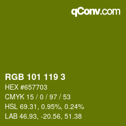 Color code: RGB 101 119 3 | qconv.com