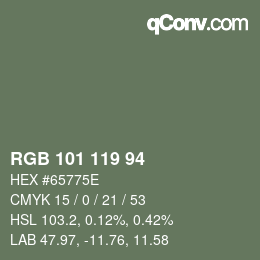 Color code: RGB 101 119 94 | qconv.com