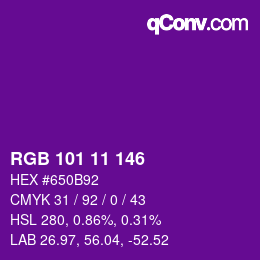 カラーコード: RGB 101 11 146 | qconv.com
