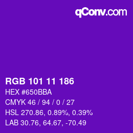 Color code: RGB 101 11 186 | qconv.com