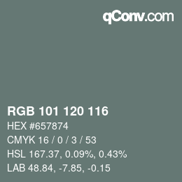 Code couleur: RGB 101 120 116 | qconv.com