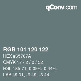 Color code: RGB 101 120 122 | qconv.com