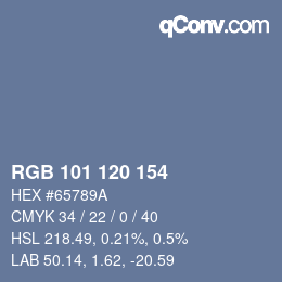 Código de color: RGB 101 120 154 | qconv.com