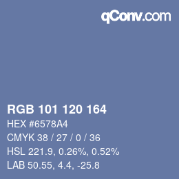 Código de color: RGB 101 120 164 | qconv.com