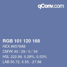 カラーコード: RGB 101 120 168 | qconv.com