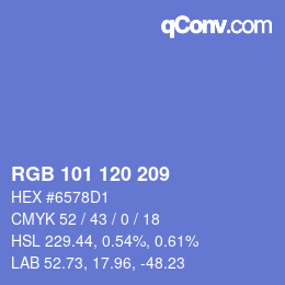 Color code: RGB 101 120 209 | qconv.com