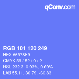 Color code: RGB 101 120 249 | qconv.com