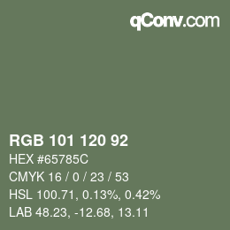 Color code: RGB 101 120 92 | qconv.com