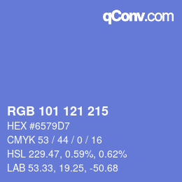 Color code: RGB 101 121 215 | qconv.com