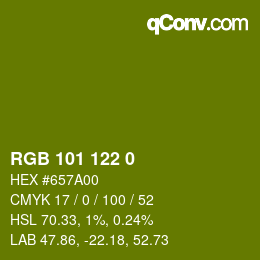 Color code: RGB 101 122 0 | qconv.com